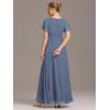 imageEverPretty Womens Classic Round Neck Short Sleeves Chiffon Floor Length Bridesmaid Dress 01840PHDusty Blue