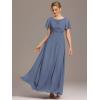imageEverPretty Womens Classic Round Neck Short Sleeves Chiffon Floor Length Bridesmaid Dress 01840PHDusty Blue