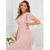 imageEverPretty Womens Classic Round Neck Short Sleeves Chiffon Floor Length Bridesmaid Dress 01840PHPink