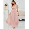 imageEverPretty Womens Classic Round Neck Short Sleeves Chiffon Floor Length Bridesmaid Dress 01840PHPink