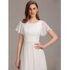 imageEverPretty Womens Classic Round Neck Short Sleeves Chiffon Floor Length Bridesmaid Dress 01840PHWhite