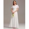 imageEverPretty Womens Classic Round Neck Short Sleeves Chiffon Floor Length Bridesmaid Dress 01840PHWhite