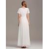 imageEverPretty Womens Classic Round Neck Short Sleeves Chiffon Floor Length Bridesmaid Dress 01840PHWhite