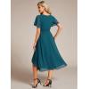 imageEverPretty Womens Crew Neck Pleated Waist Short Sleeve Wedding Guest Dress Chiffon Bridesmaid Dresses 02053Teal