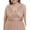 imageEverPretty Womens Custom VNeck Ruched Empire Wasit A Line Bridesmaid Dresses 07764Brose Gold