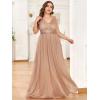 imageEverPretty Womens Custom VNeck Ruched Empire Wasit A Line Bridesmaid Dresses 07764Brose Gold