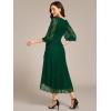 imageEverPretty Womens Elegant V Neck Lace Long Sleeves A Line Ruffles Hem Midi Length Wedding Guest Dress 02238Dark Green