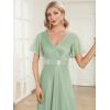 imageEverPretty Womens Evening Dresses V Neck Short Sleeves Aline Glitter Formal Dresses 50159Mint Green