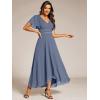 imageEverPretty Womens Formal Dress V Neck Ruffles Sleeves Empire Waist A Line Pleated Chiffon Evening Dresses 41981Dusty Blue