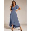 imageEverPretty Womens Formal Dress V Neck Ruffles Sleeves Empire Waist A Line Pleated Chiffon Evening Dresses 41981Dusty Blue