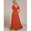 imageEverPretty Womens Formal Dresses Flutter Short Sleeve Floor Length Dress 2024 High Waist Evening Dresses 0050Burnt Orange