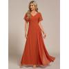 imageEverPretty Womens Formal Dresses Flutter Short Sleeve Floor Length Dress 2024 High Waist Evening Dresses 0050Burnt Orange