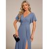 imageEverPretty Womens Formal Dresses Flutter Short Sleeve Floor Length Dress 2024 High Waist Evening Dresses 0050Dusty Blue