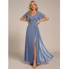 imageEverPretty Womens Formal Dresses Flutter Short Sleeve Floor Length Dress 2024 High Waist Evening Dresses 0050Dusty Blue