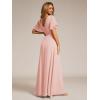 imageEverPretty Womens Formal Dresses Flutter Short Sleeve Floor Length Dress 2024 High Waist Evening Dresses 0050Pink