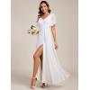 imageEverPretty Womens Formal Dresses Flutter Short Sleeve Floor Length Dress 2024 High Waist Evening Dresses 0050White
