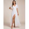 imageEverPretty Womens Formal Dresses Flutter Short Sleeve Floor Length Dress 2024 High Waist Evening Dresses 0050White