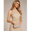 imageEverPretty Womens Halter Neck Summer Formal Dresses Sleeveless Pletaed Floor Length Glitter Evening Dresses 41961Champagne
