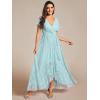 imageEverPretty Womens Lace V Neck Ruffles Sleeves Pleated Empire Waist ALine Maxi Formal Dresses 01489Sky Blue