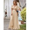 imageEverPretty Womens Mother of Bride Dress Double VNeck Empire Waist Front Wrap Tulle Bridesmaid Dress 07962Champagne