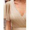 imageEverPretty Womens Mother of Bride Dress Double VNeck Empire Waist Front Wrap Tulle Bridesmaid Dress 07962Champagne