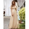 imageEverPretty Womens Mother of Bride Dress Double VNeck Empire Waist Front Wrap Tulle Bridesmaid Dress 07962Champagne