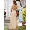 imageEverPretty Womens Mother of Bride Dress Double VNeck Empire Waist Front Wrap Tulle Bridesmaid Dress 07962Champagne