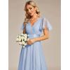 imageEverPretty Womens Mother of Bride Dress Double VNeck Empire Waist Front Wrap Tulle Bridesmaid Dress 07962Ice Blue