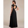 imageEverPretty Womens Ruffles Sleeves Back Cutout Bridesmaid Dresses A Line Formal Dress 01819Black