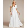 imageEverPretty Womens Ruffles Sleeves Back Cutout Bridesmaid Dresses A Line Formal Dress 01819White
