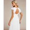 imageEverPretty Womens Ruffles Sleeves Back Cutout Bridesmaid Dresses A Line Formal Dress 01819White