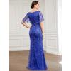 imageEverPretty Womens Ruffles Sleeves Sequin Embroidery Evening Mother of The Bride Dress 00692Sapphire Blue