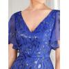 imageEverPretty Womens Ruffles Sleeves Sequin Embroidery Evening Mother of The Bride Dress 00692Sapphire Blue