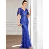 imageEverPretty Womens Ruffles Sleeves Sequin Embroidery Evening Mother of The Bride Dress 00692Sapphire Blue