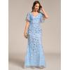 imageEverPretty Womens Ruffles Sleeves Sequin Embroidery Evening Mother of The Bride Dress 00692Sky Blue