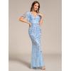 imageEverPretty Womens Ruffles Sleeves Sequin Embroidery Evening Mother of The Bride Dress 00692Sky Blue