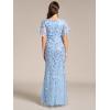 imageEverPretty Womens Ruffles Sleeves Sequin Embroidery Evening Mother of The Bride Dress 00692Sky Blue