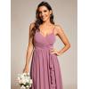imageEverPretty Womens Sleeveless Spaghetti Strap VNeck ALine Asymmetrical Maxi Chiffon Bridesmaid Dresses 02113Orchid