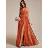 imageEverPretty Womens Sleeveless V Neck A Line Glitter Floor Length Split Formal Dresses S0014Burnt Orange