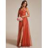 imageEverPretty Womens Sleeveless V Neck A Line Glitter Floor Length Split Formal Dresses S0014Burnt Orange