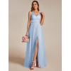 imageEverPretty Womens Sleeveless V Neck A Line Glitter Floor Length Split Formal Dresses S0014Ice Blue