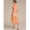 imageEverPretty Womens Summer Chiffon Pleated VNeck Short Wedding Guest Dress with Ruffled Sleeves 01923Peach Fuzz
