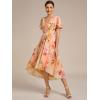 imageEverPretty Womens Summer Chiffon Pleated VNeck Short Wedding Guest Dress with Ruffled Sleeves 01923Peach Fuzz