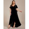 imageEverPretty Womens Vintage Plus Size Ruffles Hemline Velvet Wedding Guest Dress 02041DABlack