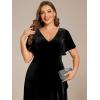 imageEverPretty Womens Vintage Plus Size Ruffles Hemline Velvet Wedding Guest Dress 02041DABlack