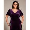 imageEverPretty Womens Vintage Plus Size Ruffles Hemline Velvet Wedding Guest Dress 02041DADeep Purple