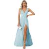 imageEverPretty Womens Bridesmaid Dresses Deep VNeck Sleeveless Side Slit Floor Length Wedding Guest Dress 0168BSky Blue