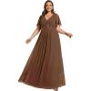 imageEverPretty Womens Chiffon V Neck Short Sleeves Appliques Plus Size Dresses for Curvy Women Formal Dresses 01960DABrown
