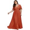 imageEverPretty Womens Chiffon V Neck Short Sleeves Appliques Plus Size Dresses for Curvy Women Formal Dresses 01960DABurnt Orange