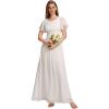 imageEverPretty Womens Classic Round Neck Short Sleeves Chiffon Floor Length Bridesmaid Dress 01840PHWhite